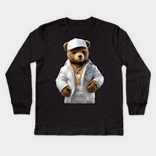 Gangster Gang Teddy Bear Funny Kids Long Sleeve T-Shirt